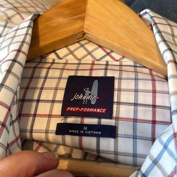 Johnnie O Prep-Formance Boys Red Blue Long Sleeve Button Down Dress Shirt 14 - Picture 5 of 8